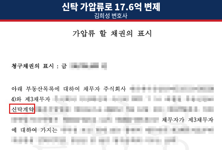 가압류 할 채권의 표시 — 부동산신탁계약 기반 채권